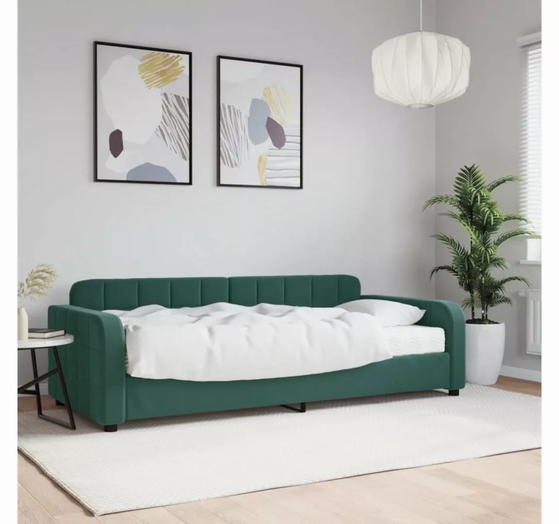 vidaXL Gästebett Gästebett Tagesbett mit Matratze Dunkelgrün 90x200 cm Samt günstig online kaufen