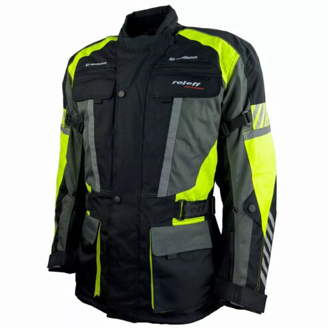 roleff Motorradjacke RO16013- Schwarz/Neongelb, wasserdicht, atmungsaktiv & günstig online kaufen