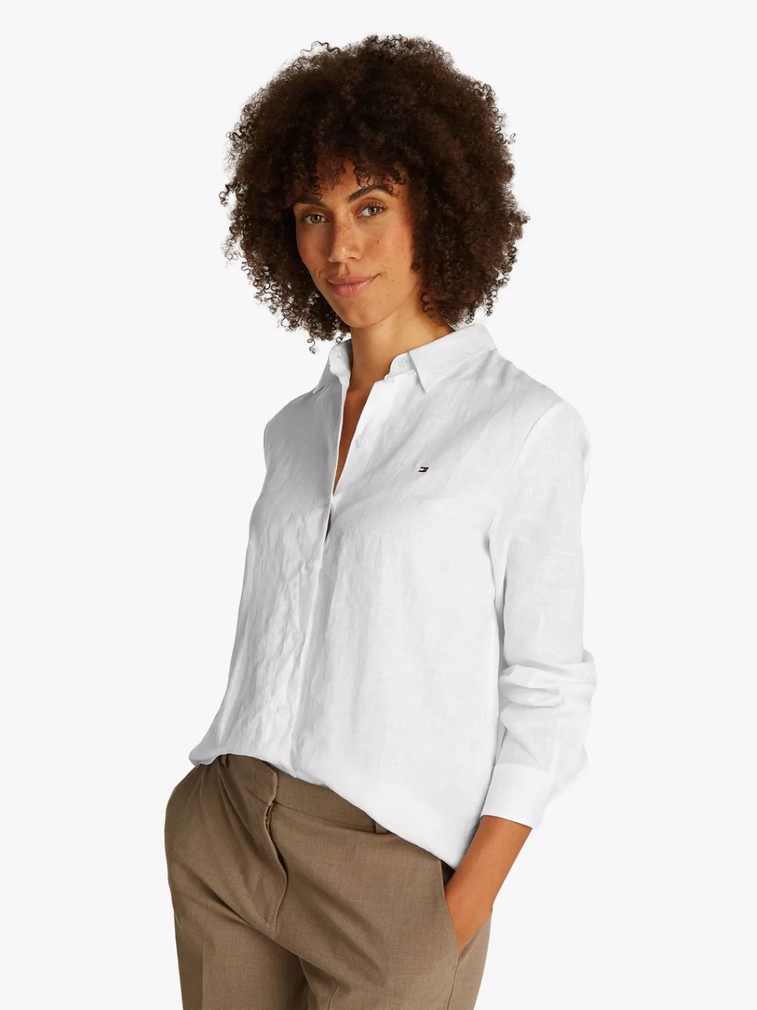 Tommy Hilfiger Hemdbluse "ESS LINEN RELAXED SHIRT", mit Logostickerei,kühle günstig online kaufen