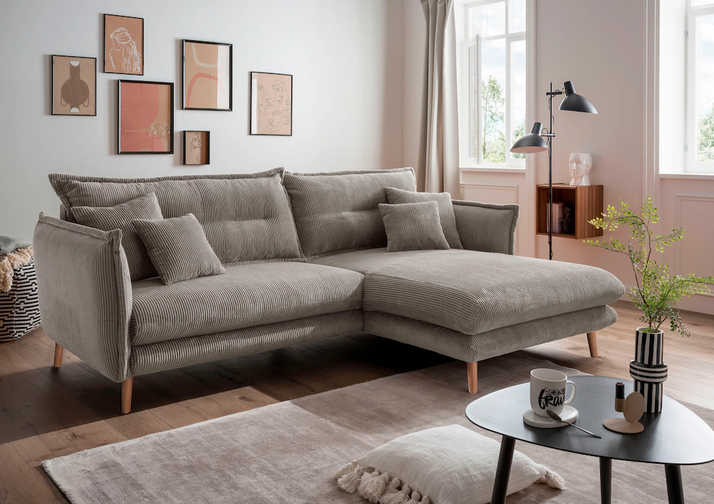 INOSIGN Ecksofa "Lazio modern und bequem, schmale Armlehnen, tolle Detailve günstig online kaufen