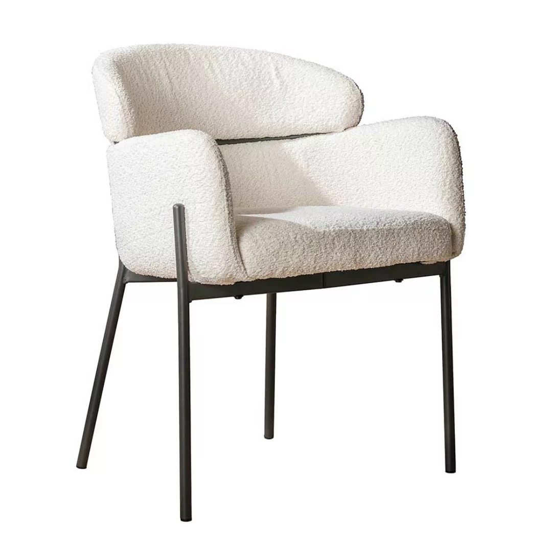 Design Armlehnstühle aus Boucle Stoff und Metall 62 cm breit (2er Set) günstig online kaufen