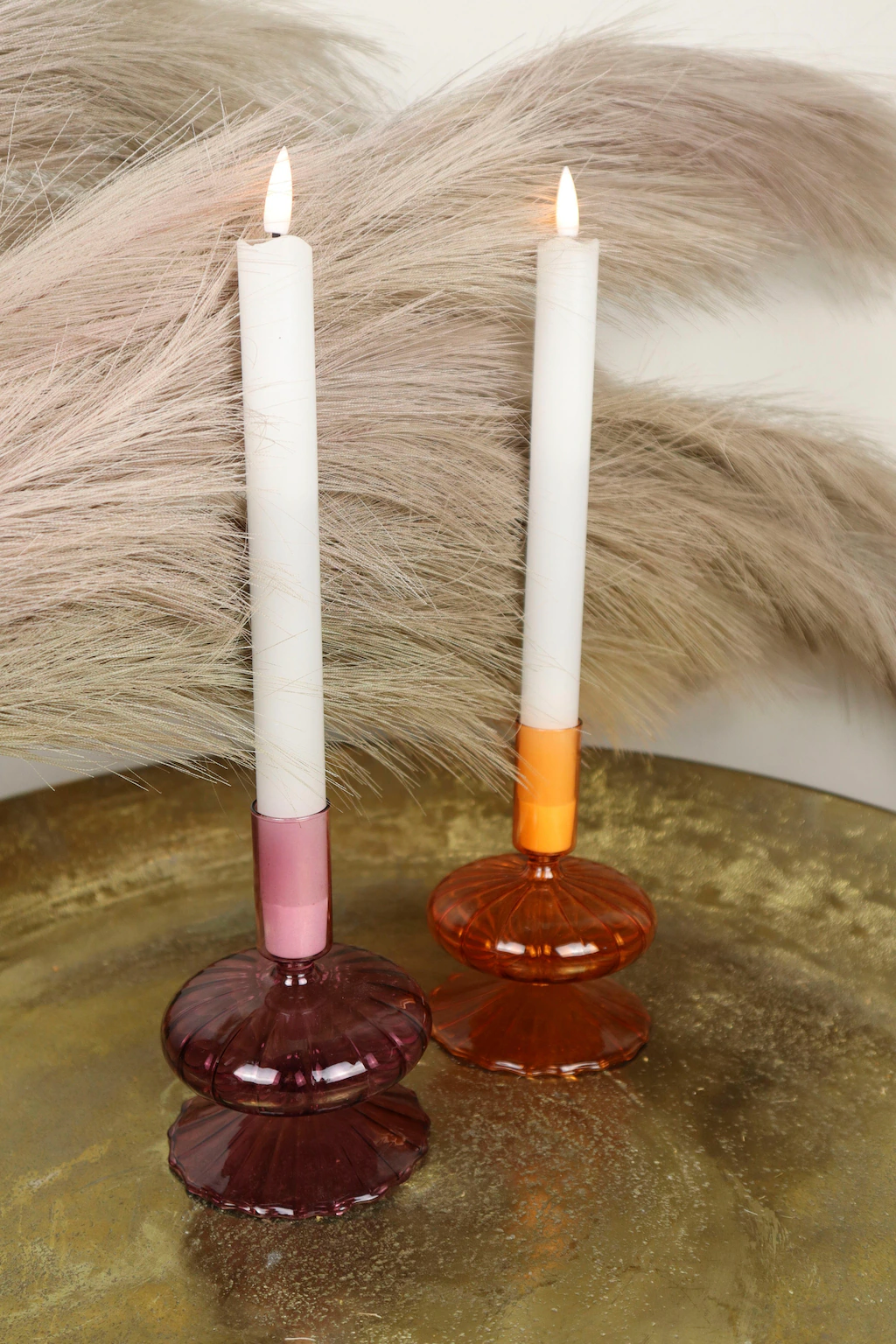 AM Design Kerzenleuchter »aus Glas«, (Set, 2 St.), Stabkerzenhalter, Höhe c günstig online kaufen
