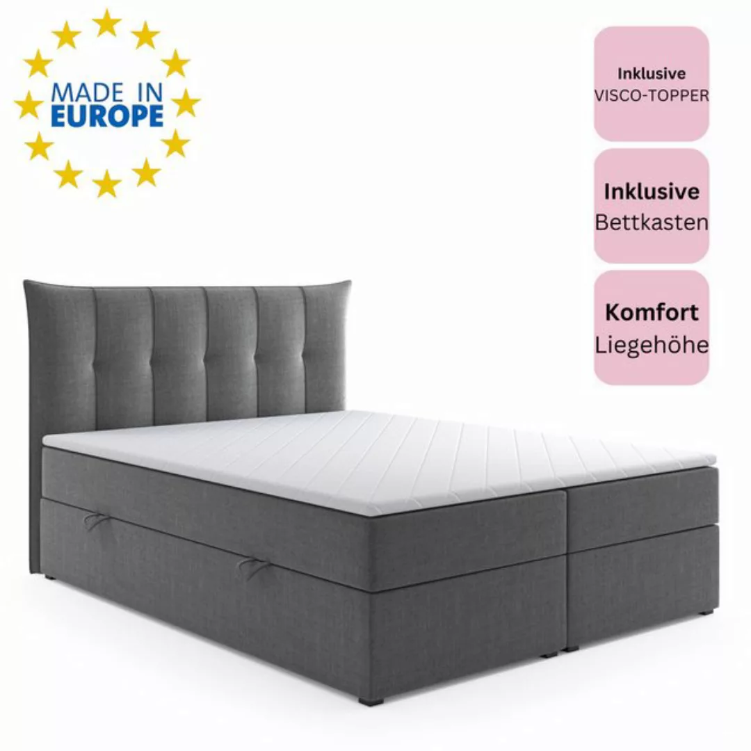 M-Punkt24 Boxspringbett Padua (Grau oder Schwarz, 180 x 200 cm), inkl. Bett günstig online kaufen