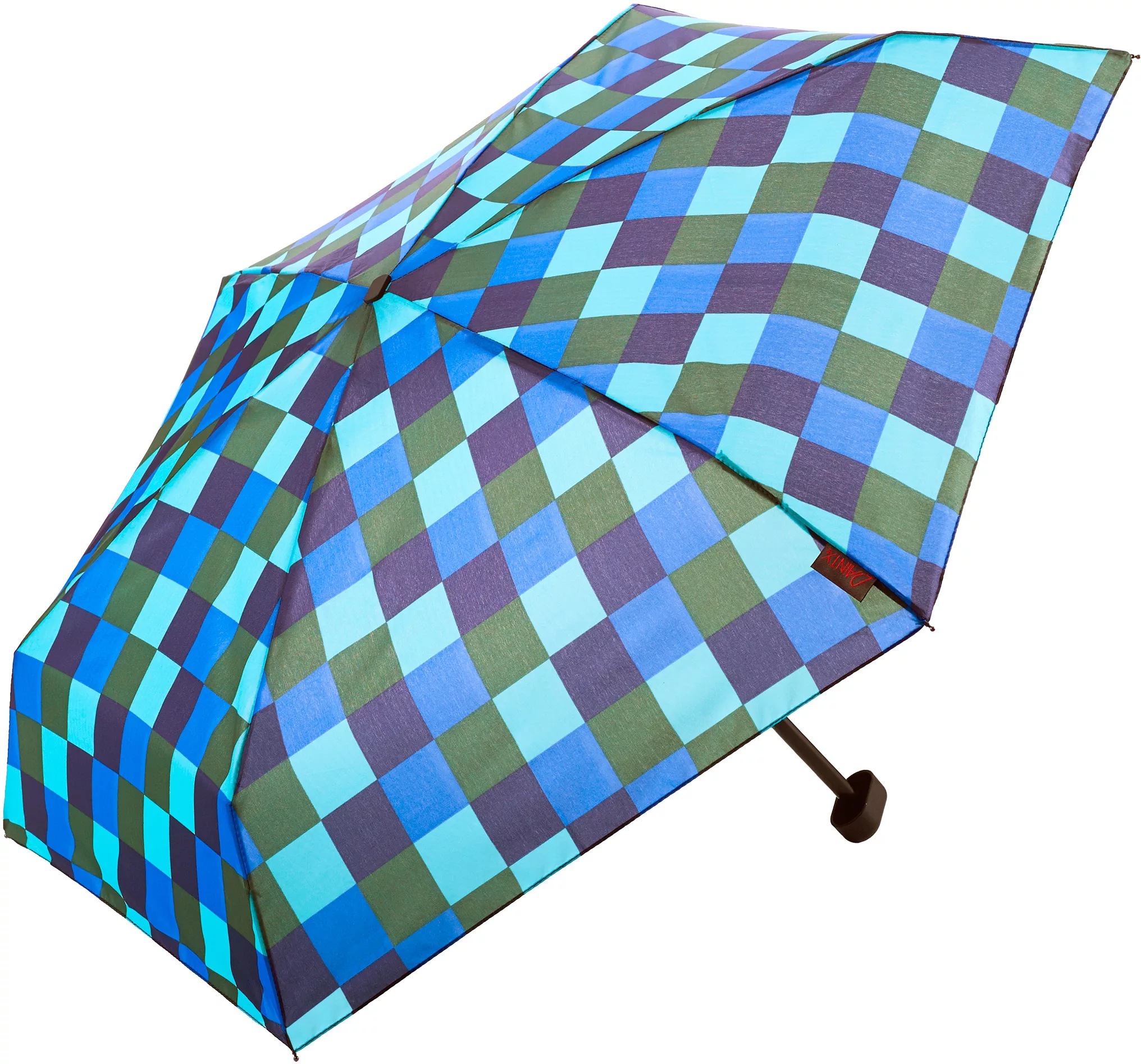 EuroSCHIRM Taschenregenschirm "Dainty, Karo blau grün", extra flach und kur günstig online kaufen