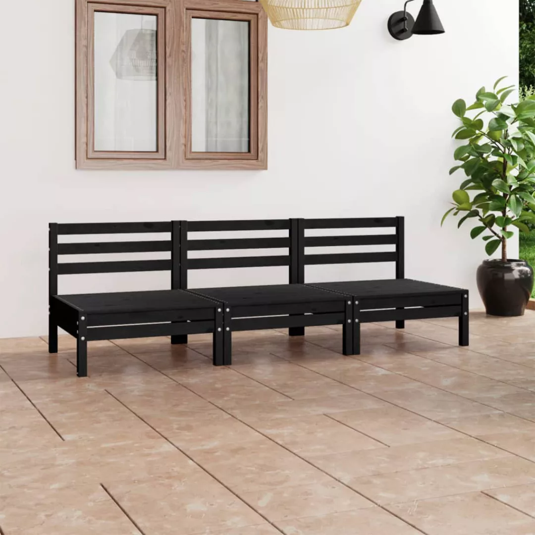 3-tlg. Garten-lounge-set Schwarz Massivholz Kiefer günstig online kaufen