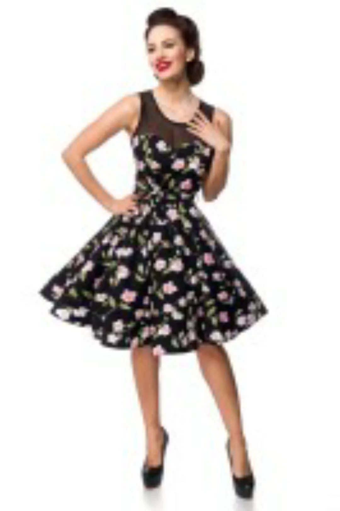 Schulterfreies Swing-Kleid mit Blumenmuster günstig online kaufen