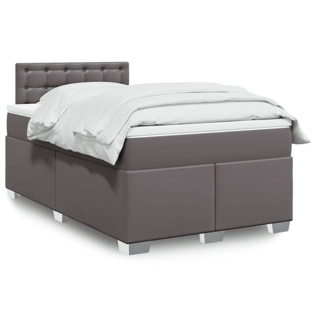 vidaXL Boxspringbett, Boxspringbett mit Matratze Grau 120x200 cm Kunstleder günstig online kaufen