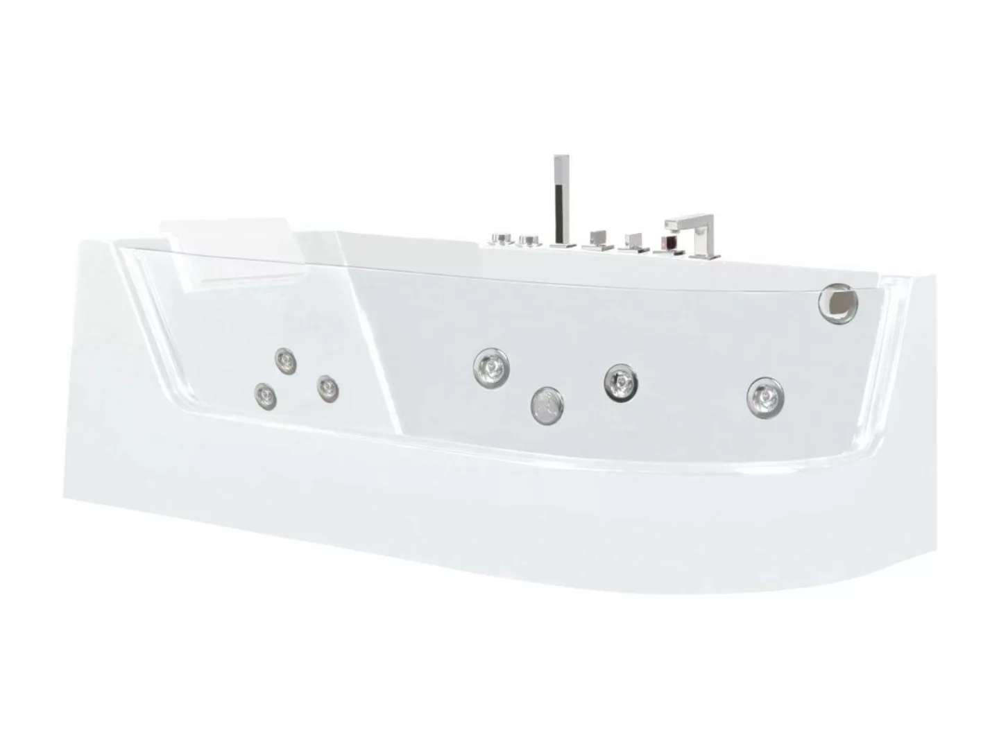 Whirlpool Eckwanne mit Hydromassage - 1 Person - 263 L - Ecke Links - Weiß günstig online kaufen