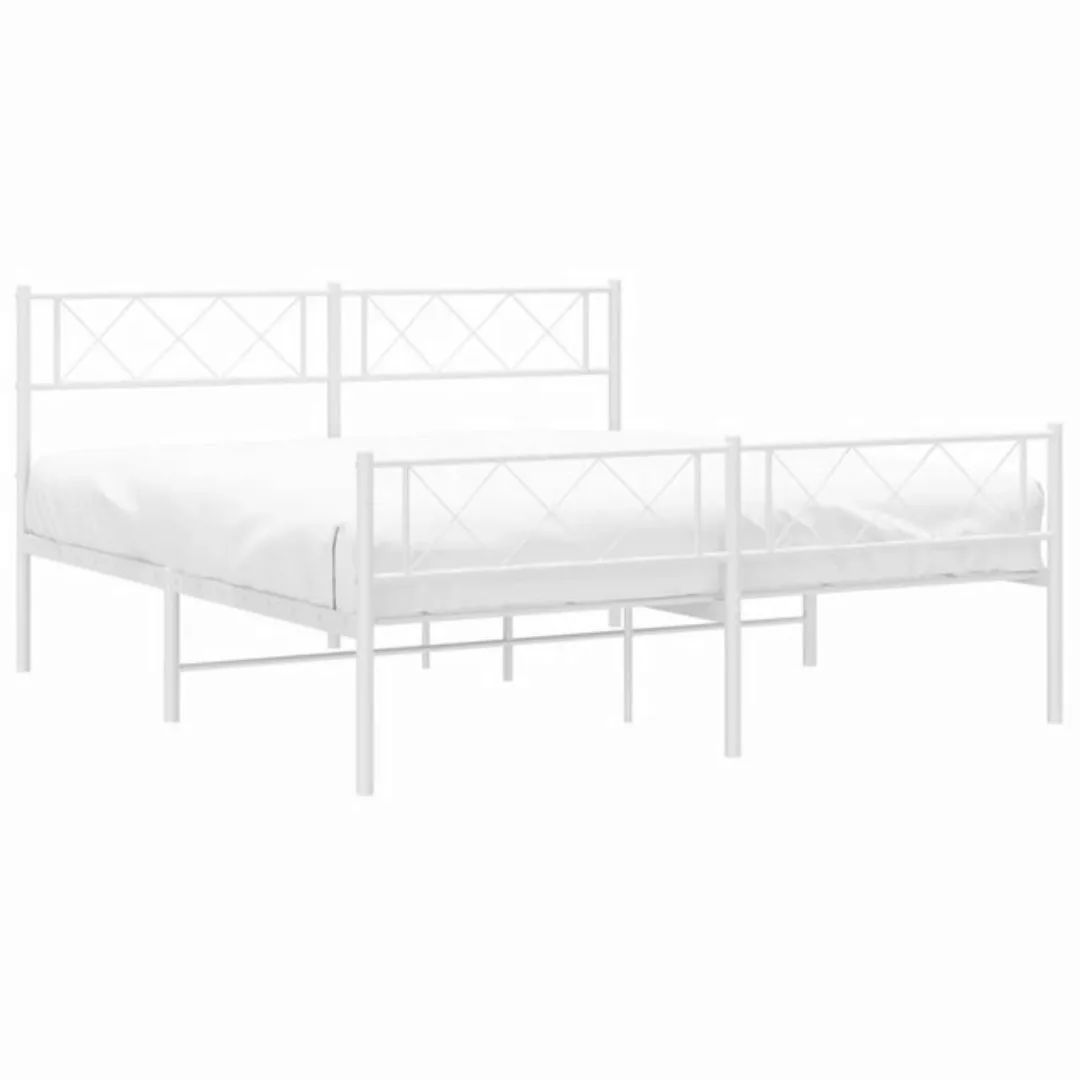 vidaXL Bettgestell mit Kopf- und Fußteil Metall Weiß 120x190 cm Modell 1318 günstig online kaufen