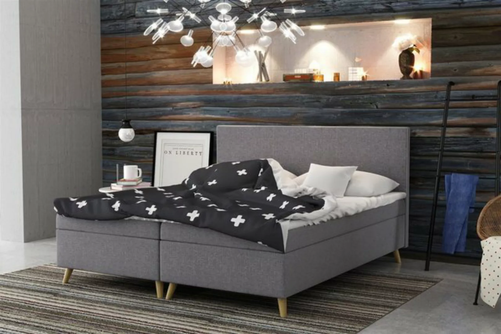 Fun Möbel Boxspringbett Schlafzimmerbett Sileno in Stoff (inkl. Topper, auc günstig online kaufen