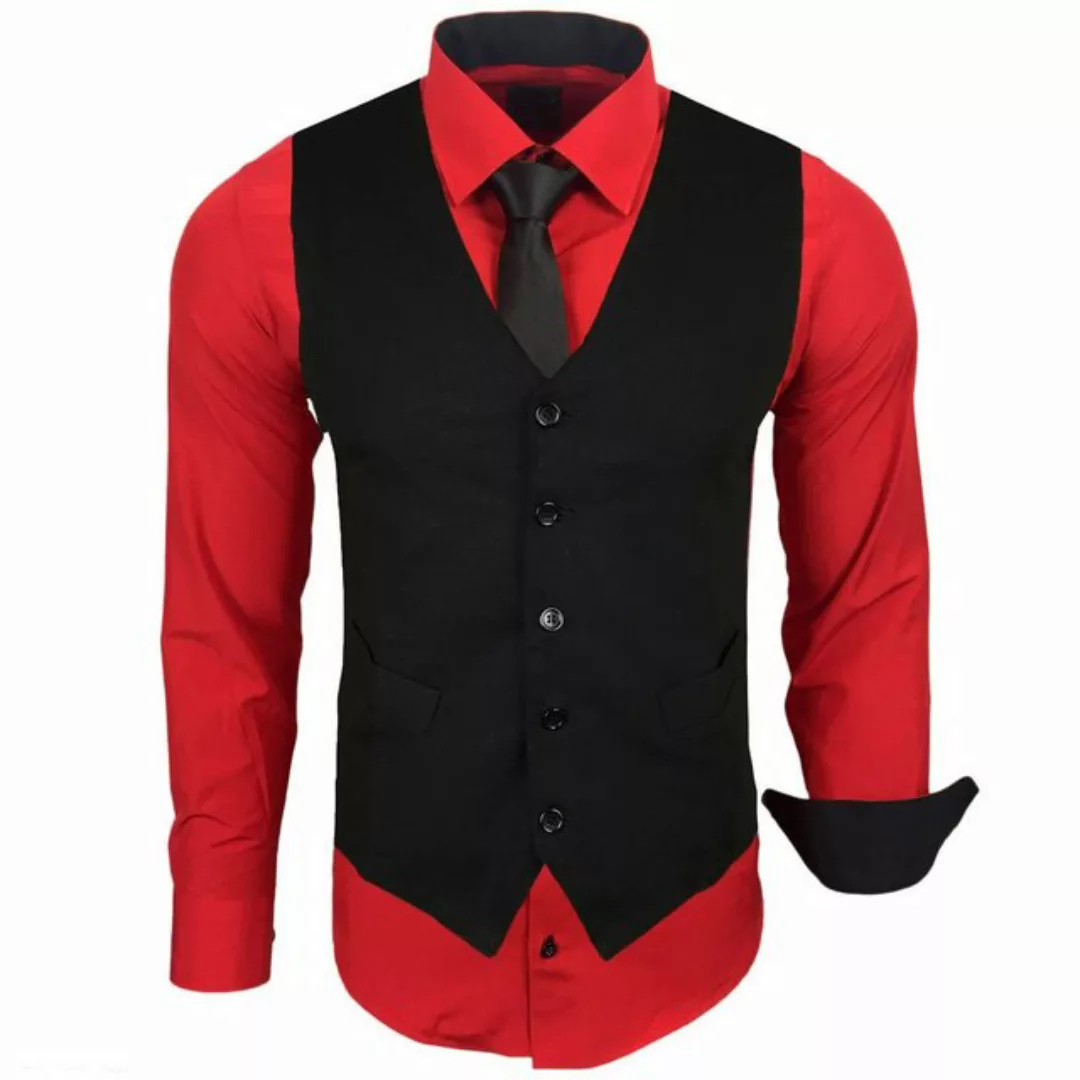 Baxboy Langarmhemd Baxboy Langarmhemd Herren-Hemd Slim-Fit Hemd + Weste + K günstig online kaufen