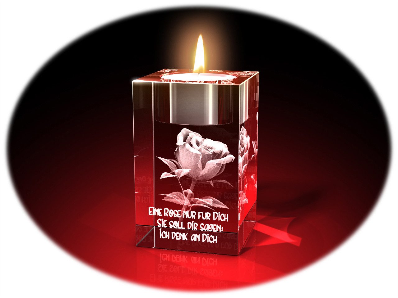 GLASFOTO.COM Teelichthalter Valentinstag, Rose + Ich günstig online kaufen