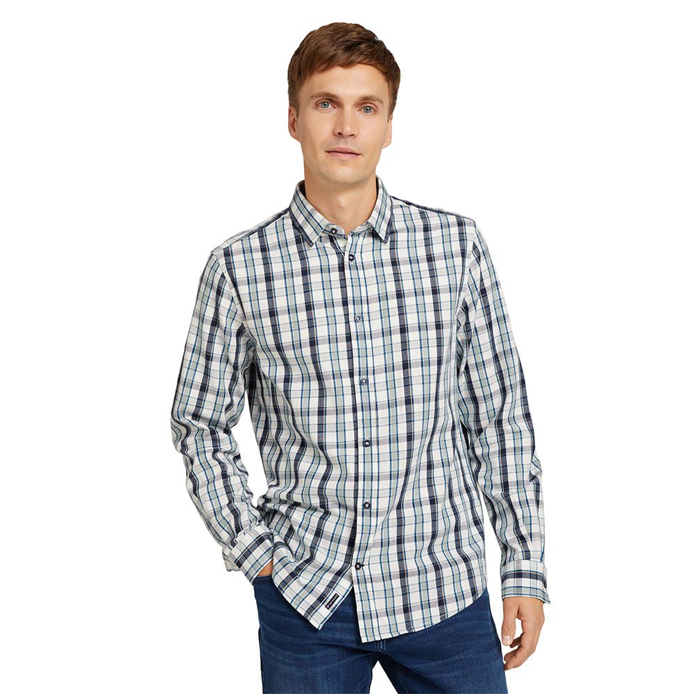 Tom Tailor 1028678 Langarm Hemd M Off White Base With Blue Check günstig online kaufen