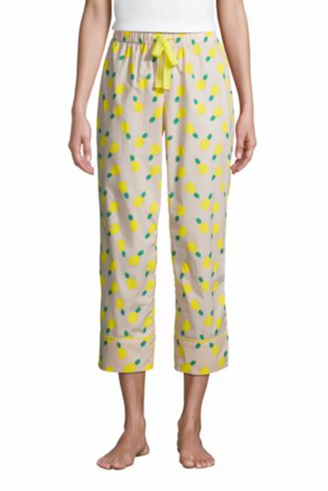Popelin-Pyjamahose in 7/8-Länge, Damen, Größe: S Normal, Pink, Baumwolle, b günstig online kaufen