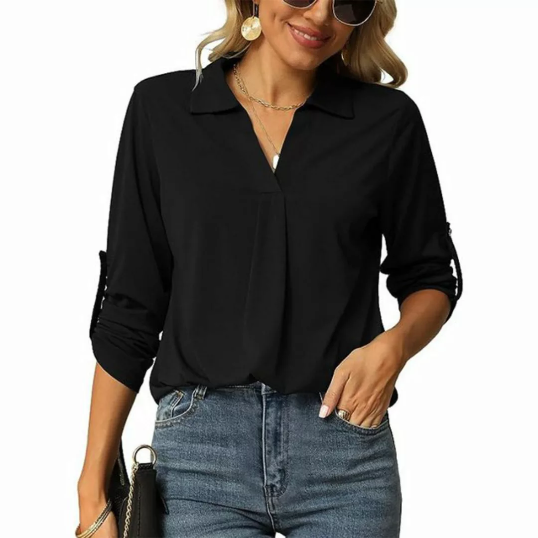 ZWY Hemdbluse Damen Bluse, V-Ausschnitt, Top, elegante Tunika-Oberteile günstig online kaufen