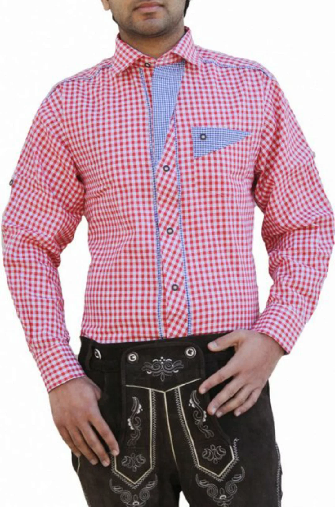 German Wear Trachtenhemd GW1241 Red Bayerisches Karo Trachtenhemd für Trach günstig online kaufen