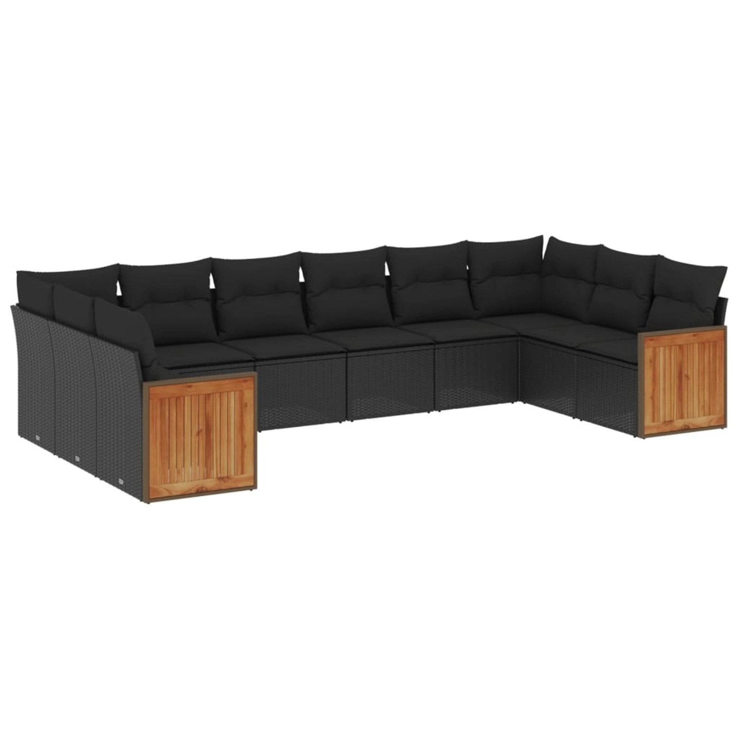 vidaXL 10-tlg Garten-Sofagarnitur mit Kissen Schwarz Poly Rattan Modell 97 günstig online kaufen