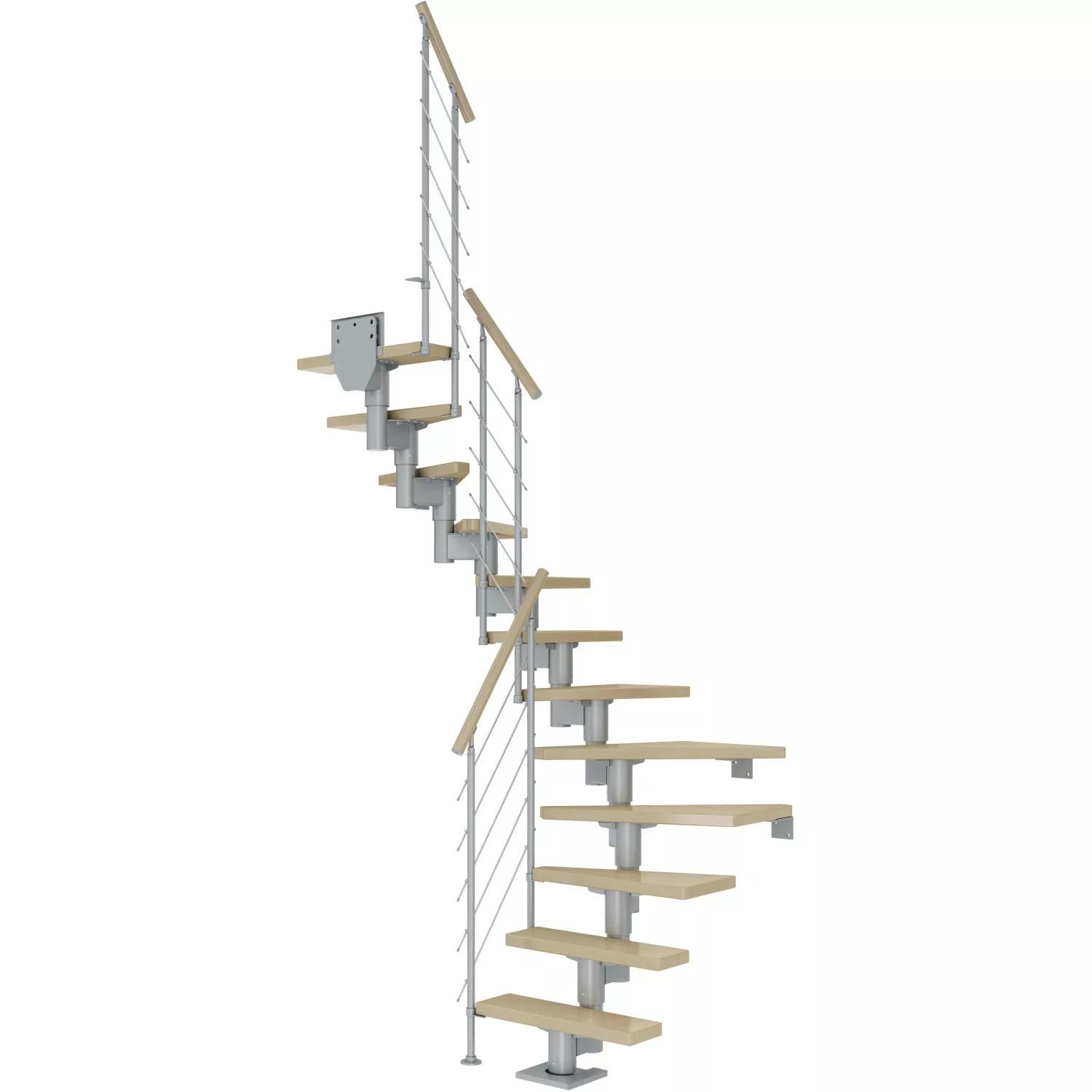 Dolle Mittelholmtreppe Dublin Ahorn Perlgrau GH bis 270 cm 1/2 Gewendelt 65 günstig online kaufen