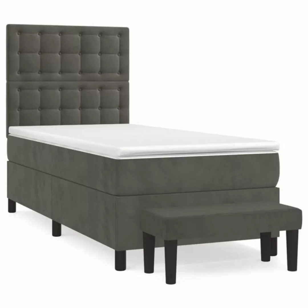 furnicato Bettgestell Boxspringbett mit Matratze Dunkelgrau 90x200 cm Samt günstig online kaufen