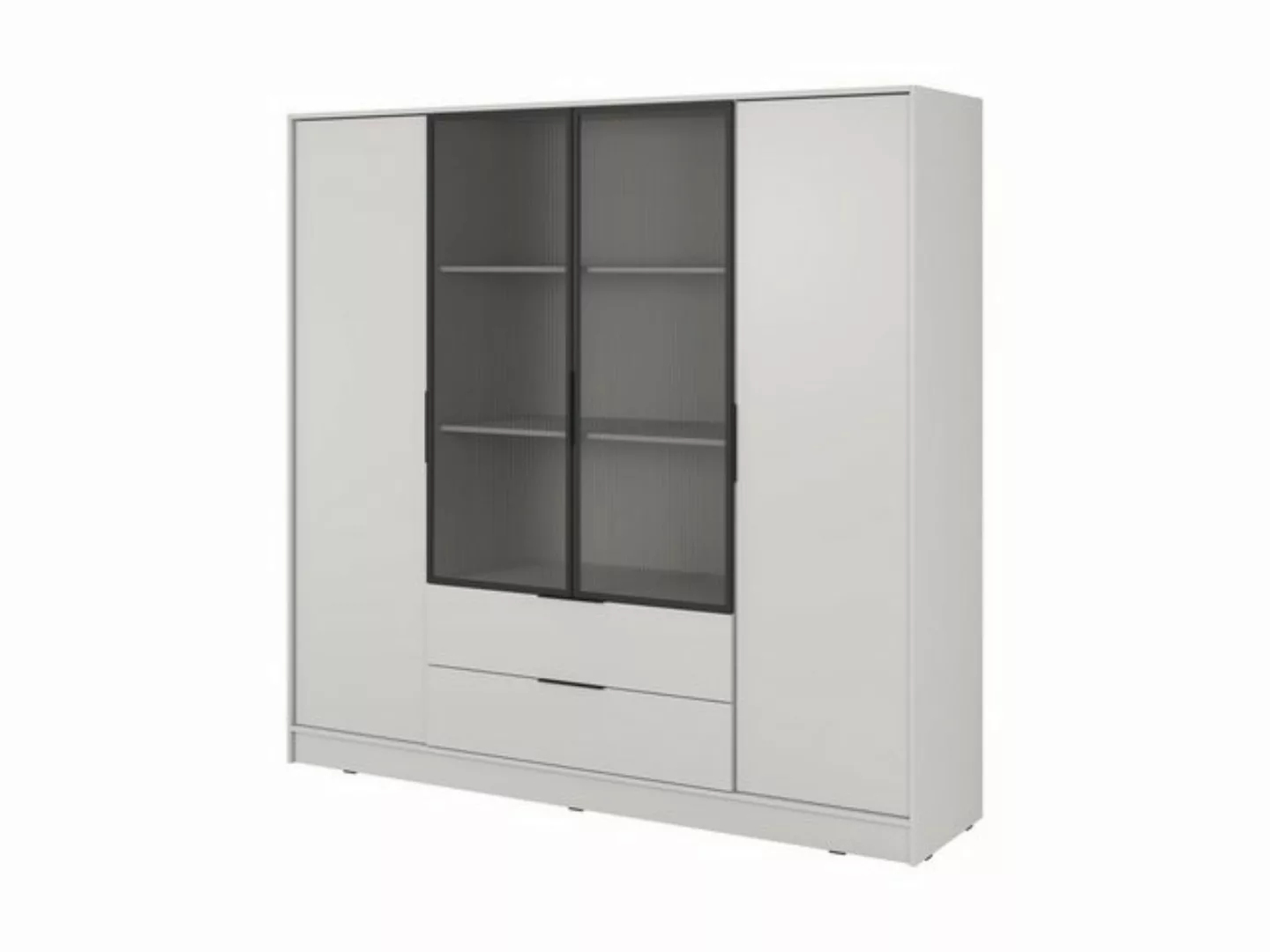 Compleo Drehtürenschrank mit geriffelten Glastüren, Designer Schrank KALS günstig online kaufen