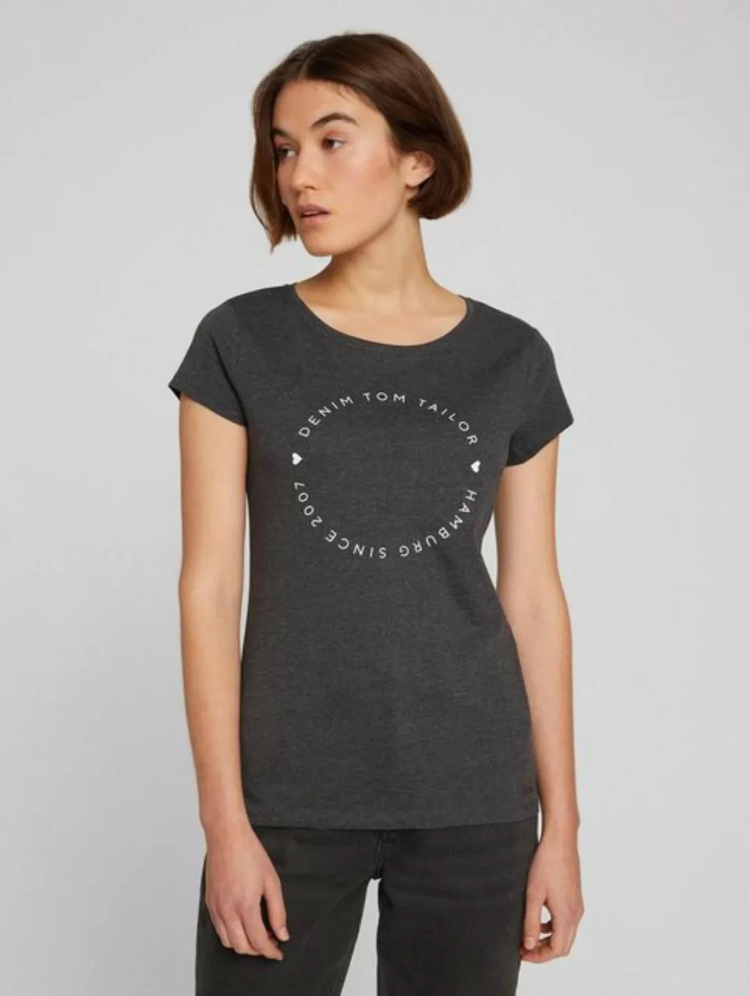 TOM TAILOR Denim Langarmshirt Basic T-Shirt im Doppelpack mit Logoprint (im günstig online kaufen