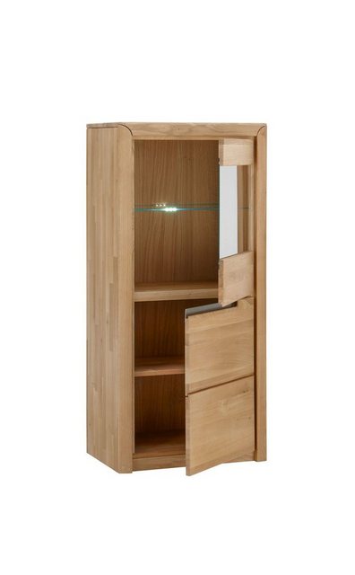 expendio Vitrine Pisa 1 Eiche bianco massiv 63x134x41 montiert mit Beleucht günstig online kaufen