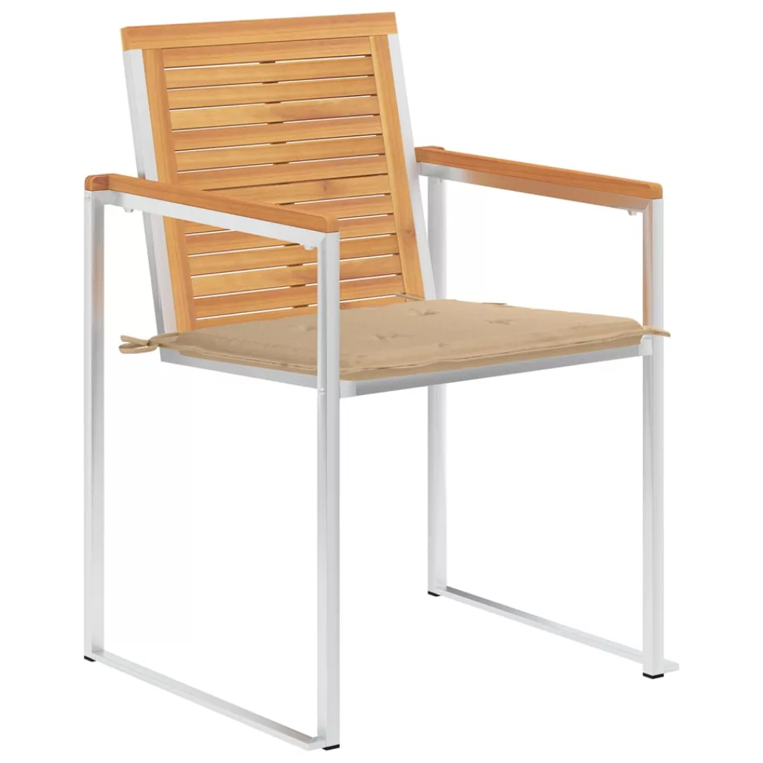 Gartenstühle 8 Stk. Mit Kissen Massivholz Teak günstig online kaufen
