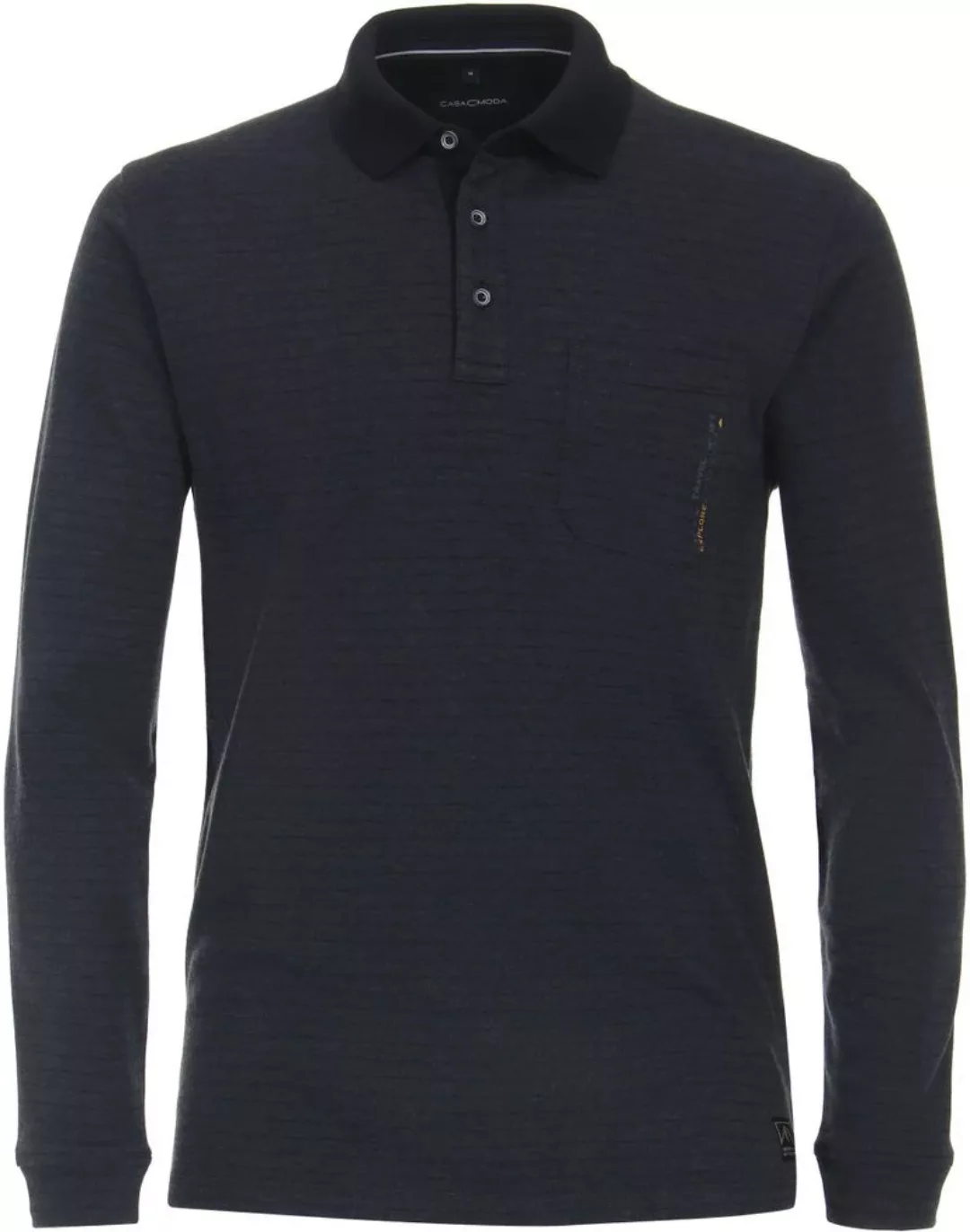 Casa Moda Longsleeve Poloshirt Streifen Navy - Größe XXL günstig online kaufen