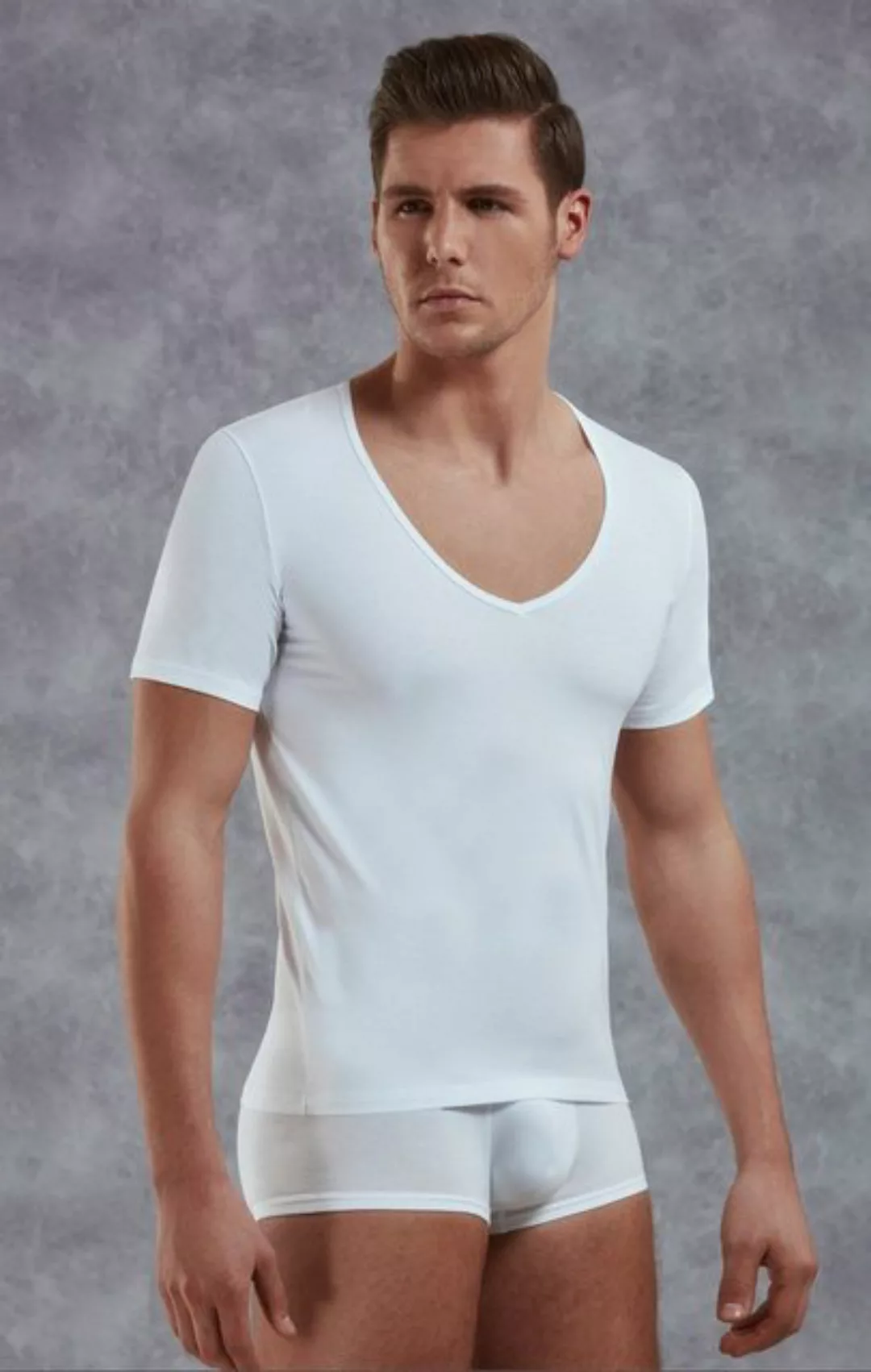 DOREANSE V-Shirt Herren Slim Fit T-Shirt mit tiefem V-Ausschnitt 2820 günstig online kaufen