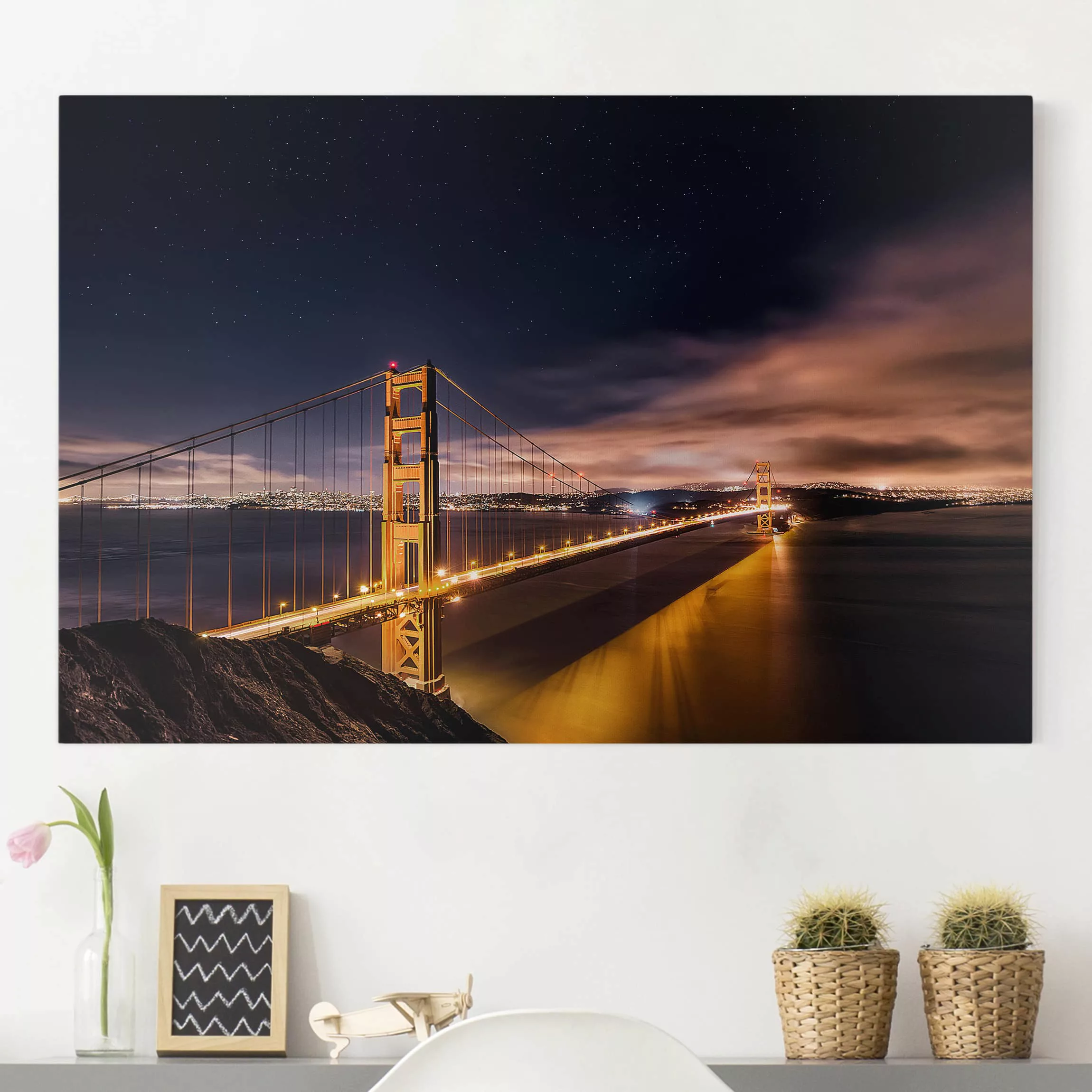 Leinwandbild Architektur & Skyline - Querformat Golden Gate to Stars günstig online kaufen