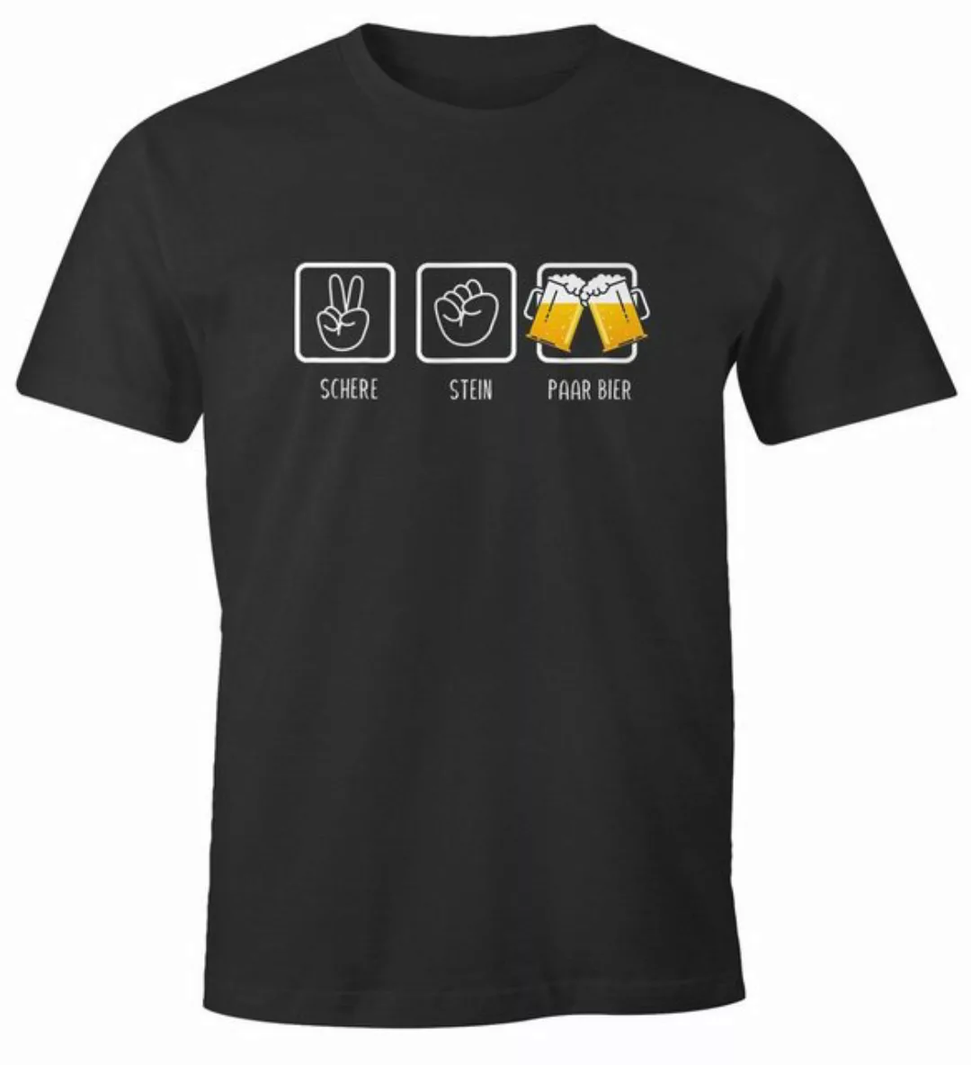 MoonWorks Print-Shirt Herren T-Shirt Schere, Stein, paar Bier lustiges Trin günstig online kaufen