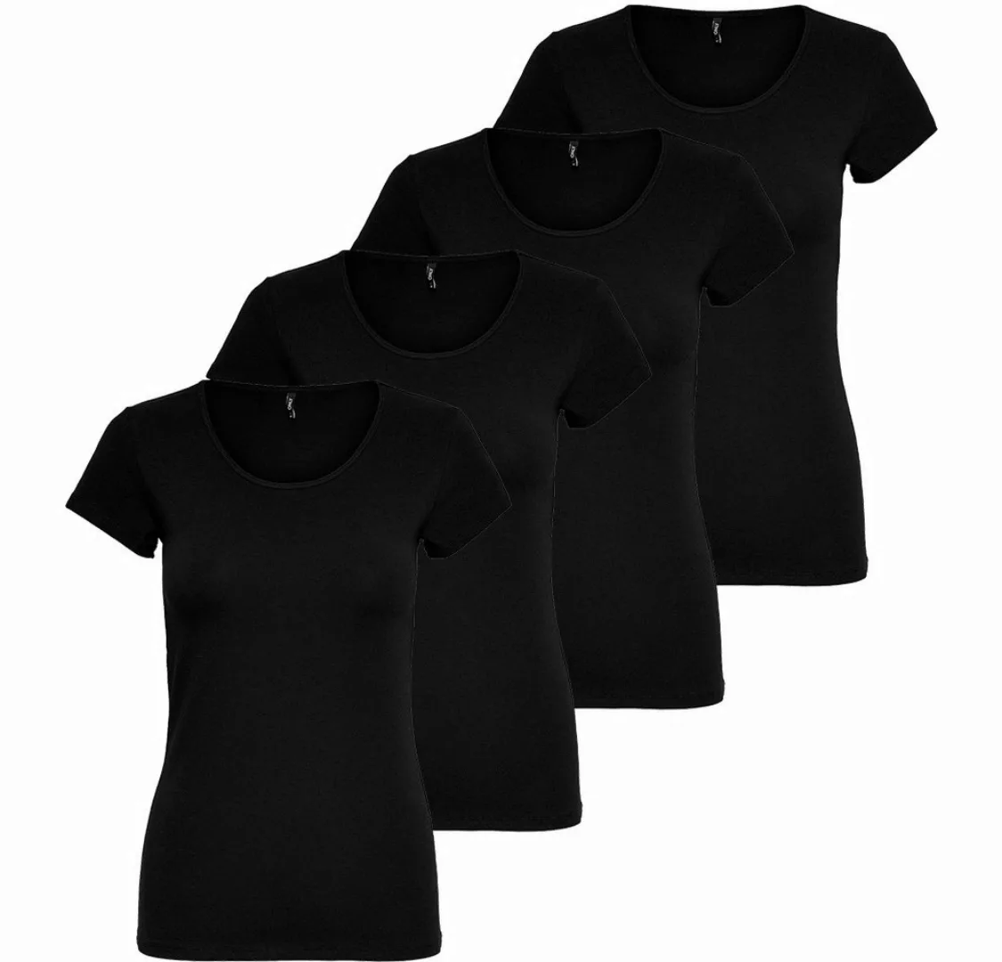 ONLY T-Shirt ONLY Damen 4er Pack T-Shirt Live Love Kurzarmshirt Basic Baumw günstig online kaufen