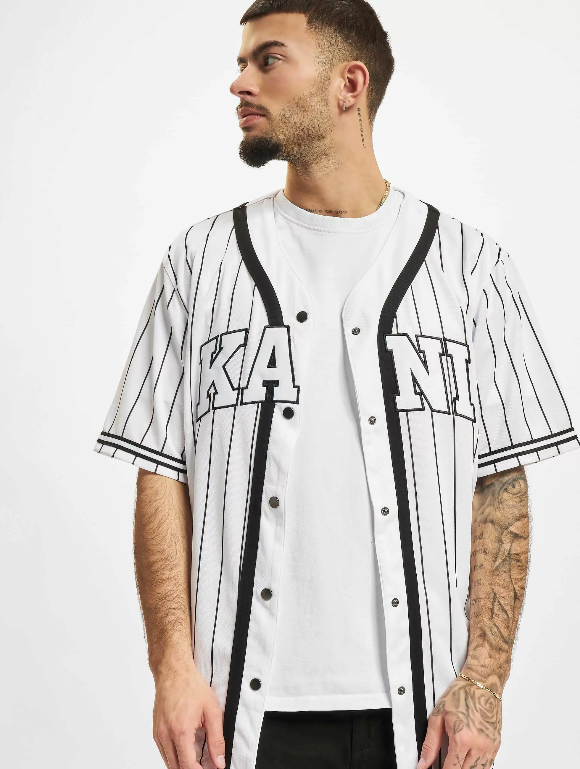 Karl Kani Kurzarmshirt "Karl Kani Herren KM221-115-2 Serif Pinstripe Baseba günstig online kaufen