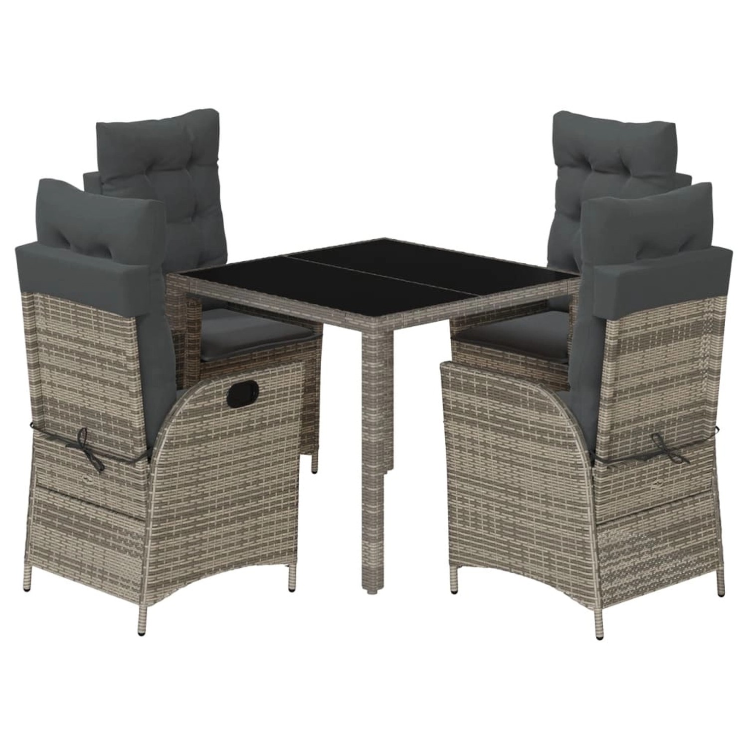 vidaXL 5-Tlg Garten-Essgruppe mit Kissen Grau Poly Rattan 3213077 günstig online kaufen