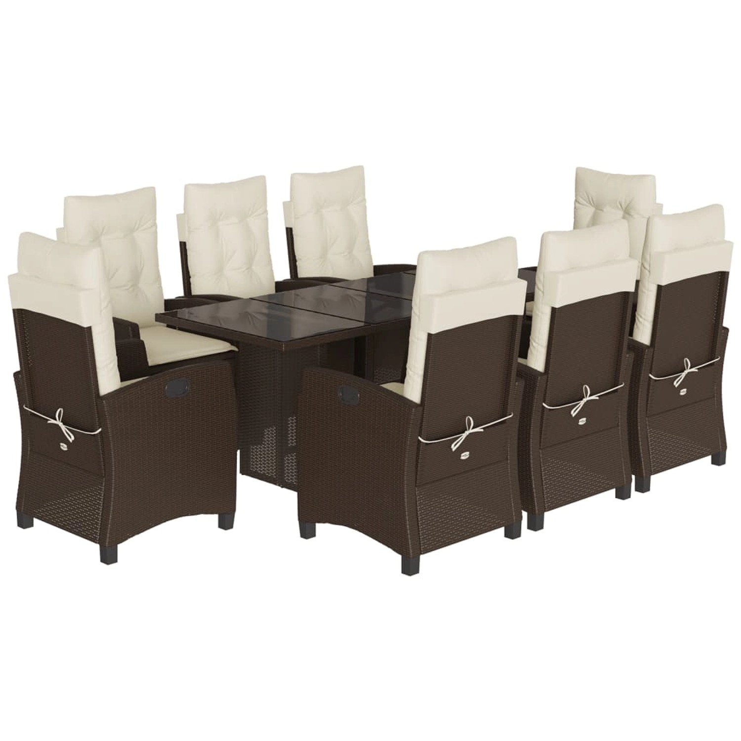 vidaXL 9-Tlg Garten-Essgruppe mit Kissen Braun Poly Rattan 3212687 günstig online kaufen