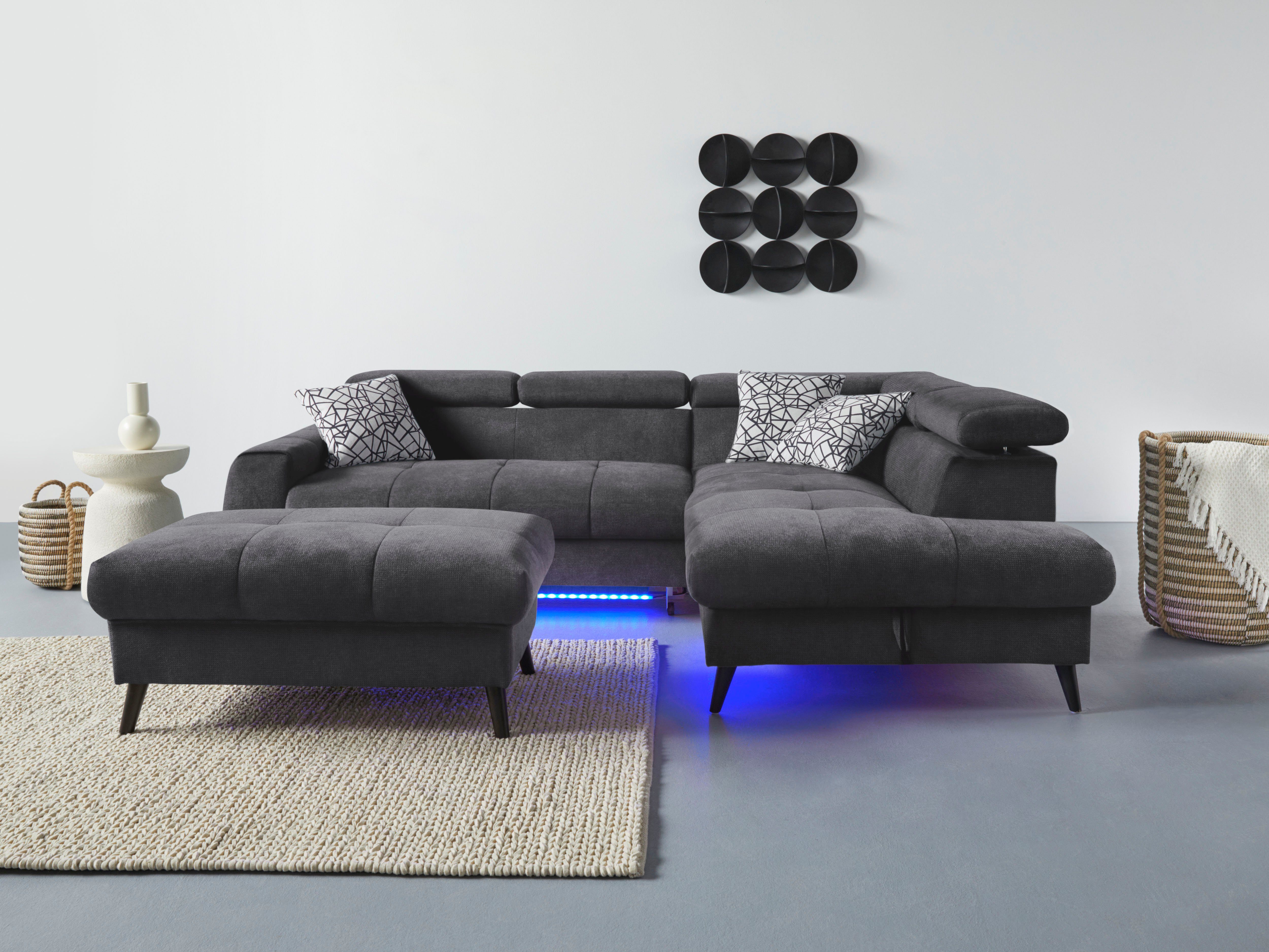 COTTA Ecksofa "Mia L-Form mit 3 Zierkissen", wahlweise mit Bettfunktion, Be günstig online kaufen