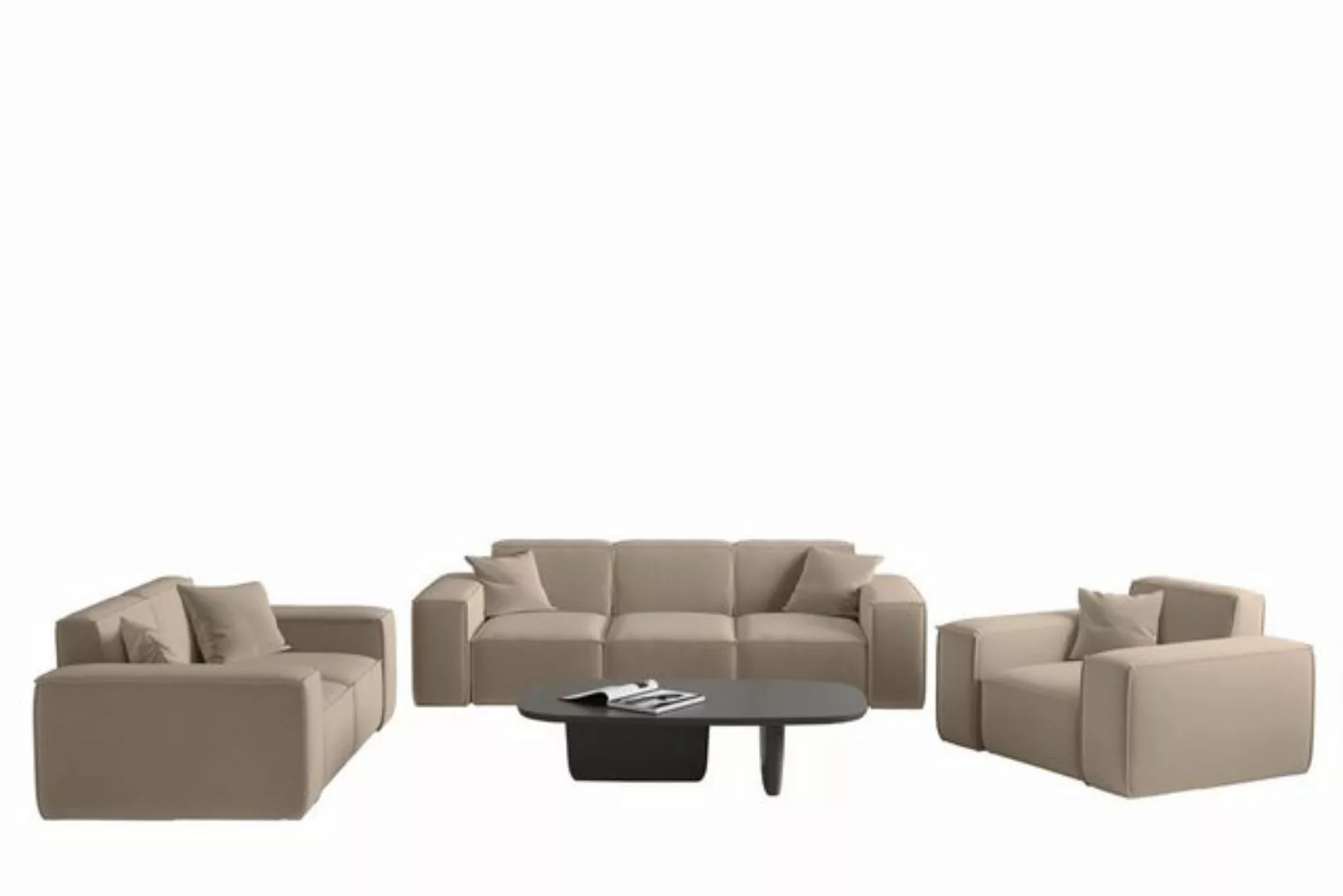 Fun Möbel Polstergarnitur Sofaset Designersofa CELES PREMIUM 3-2-1 in Stoff günstig online kaufen