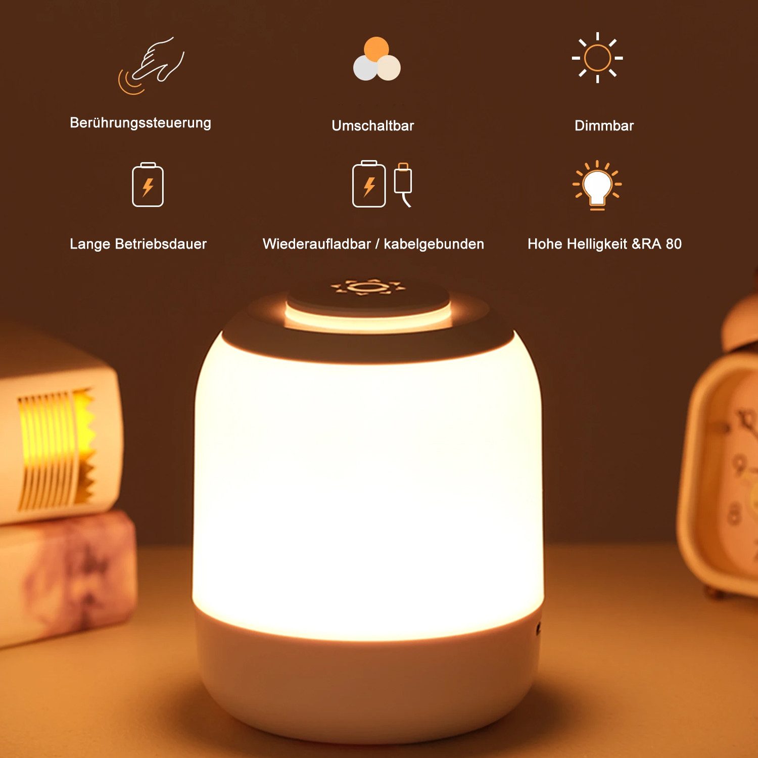 ibettertec Nachttischlampe LED Nachttischlampe LED Nachtlicht, günstig online kaufen
