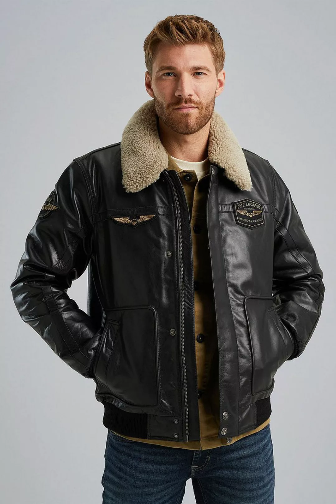 PME Legend Lederjacke Buff Hudson Schwarz - Größe M günstig online kaufen