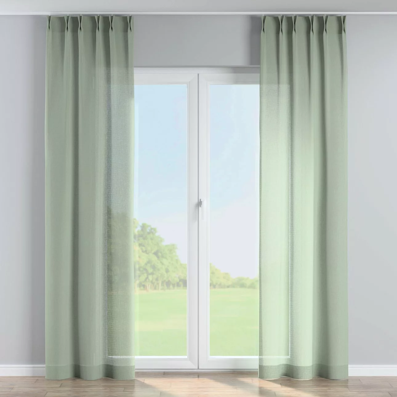 Vorhang mit flämischen 2-er Falten, grün, Sensual Premium (144-56) günstig online kaufen