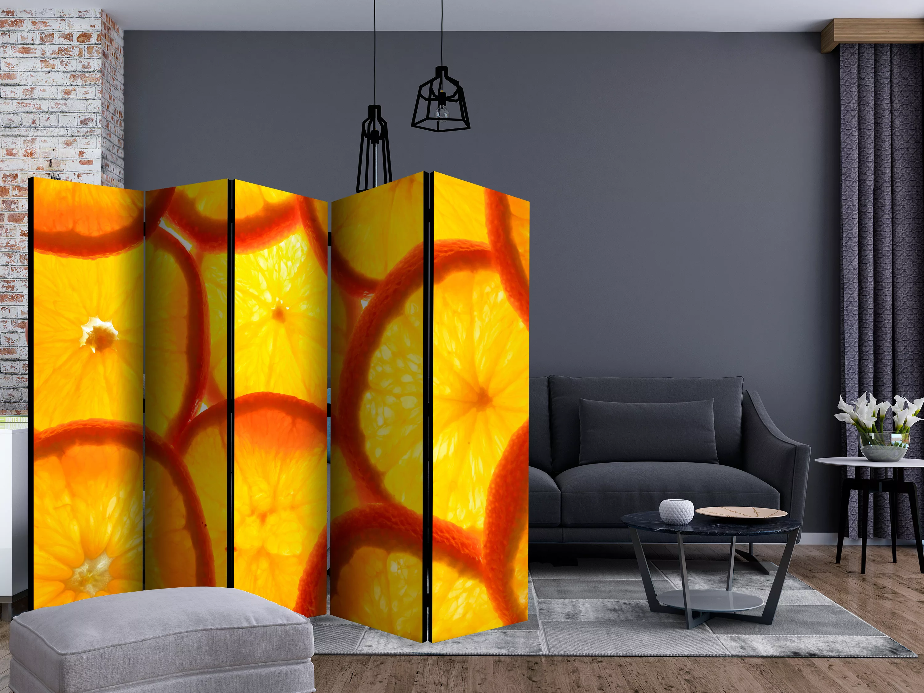 5-teiliges Paravent - Orange Slices Ii [room Dividers] günstig online kaufen