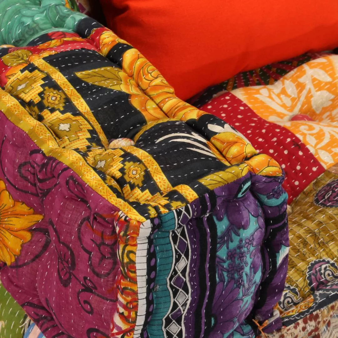 vidaXL Pouf, 2-Sitzer Modularer Pouf Patchwork günstig online kaufen