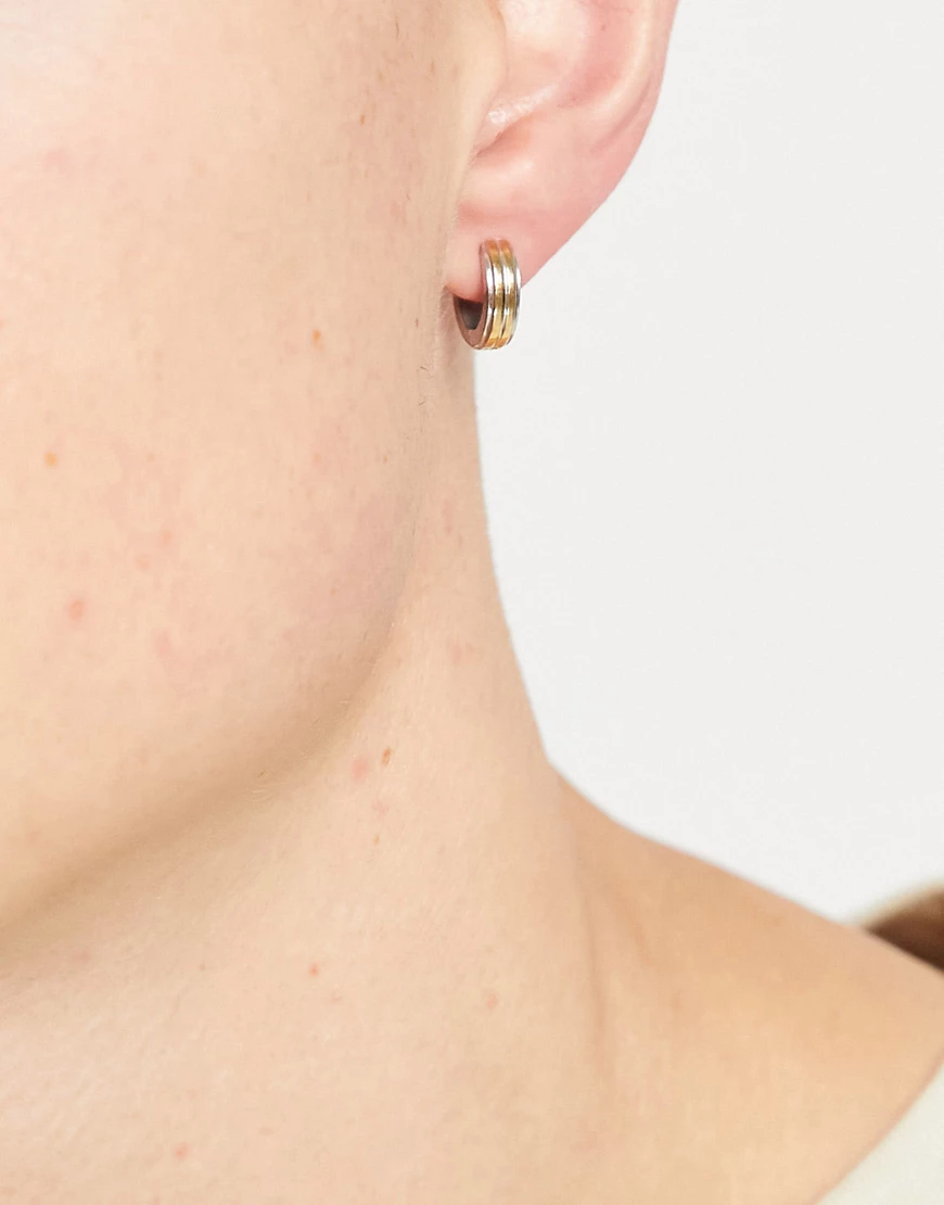 ASOS DESIGN – 10 mm Creolen aus Edelstahl in glänzendem Silber und Gold-Meh günstig online kaufen