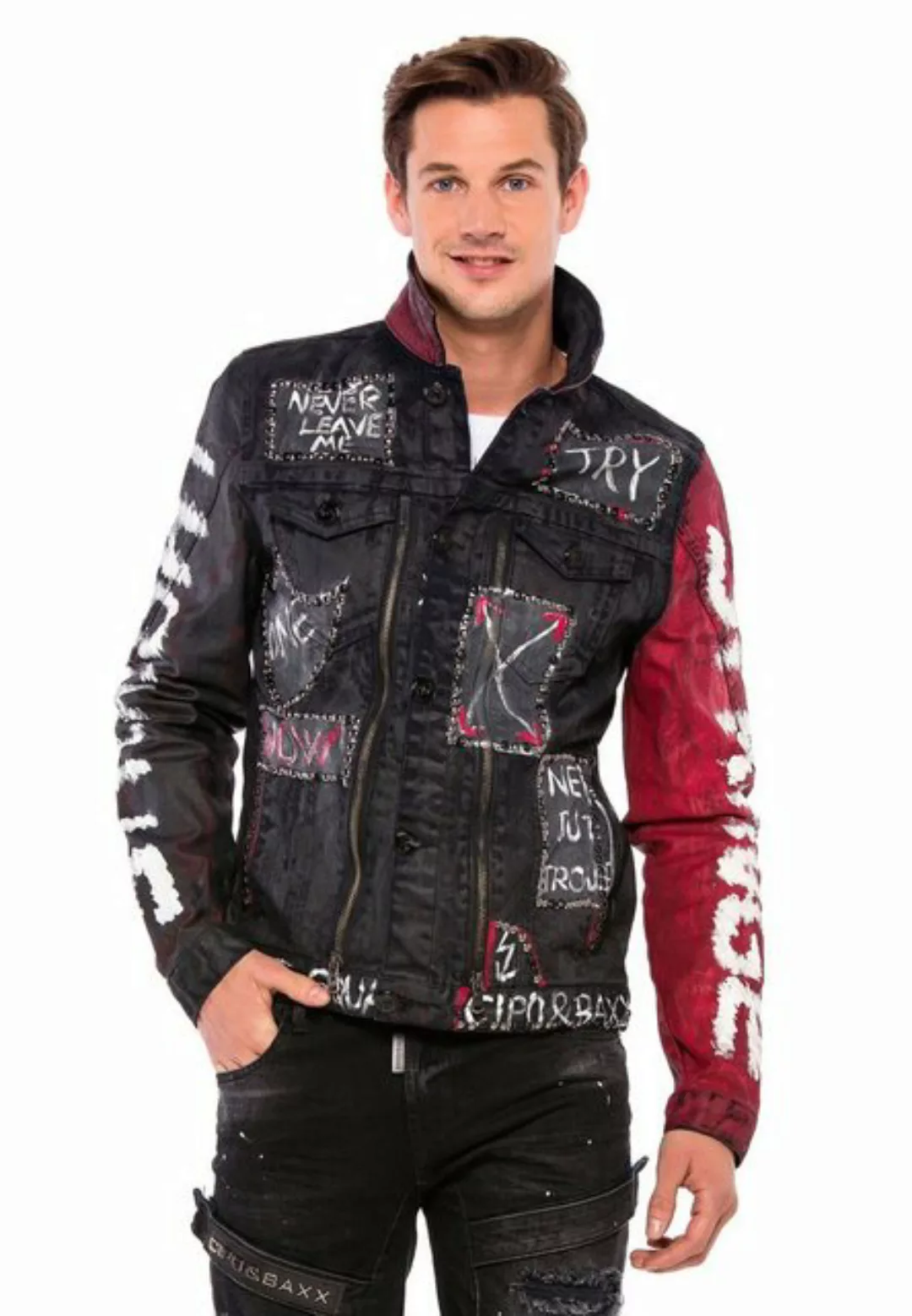 Cipo & Baxx Jeansjacke immrockigem Design mit Nieten günstig online kaufen