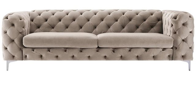 Xlmoebel Sofa Dreisitzer Chesterfield-Sofa in Braun aus Textil für das Wohn günstig online kaufen