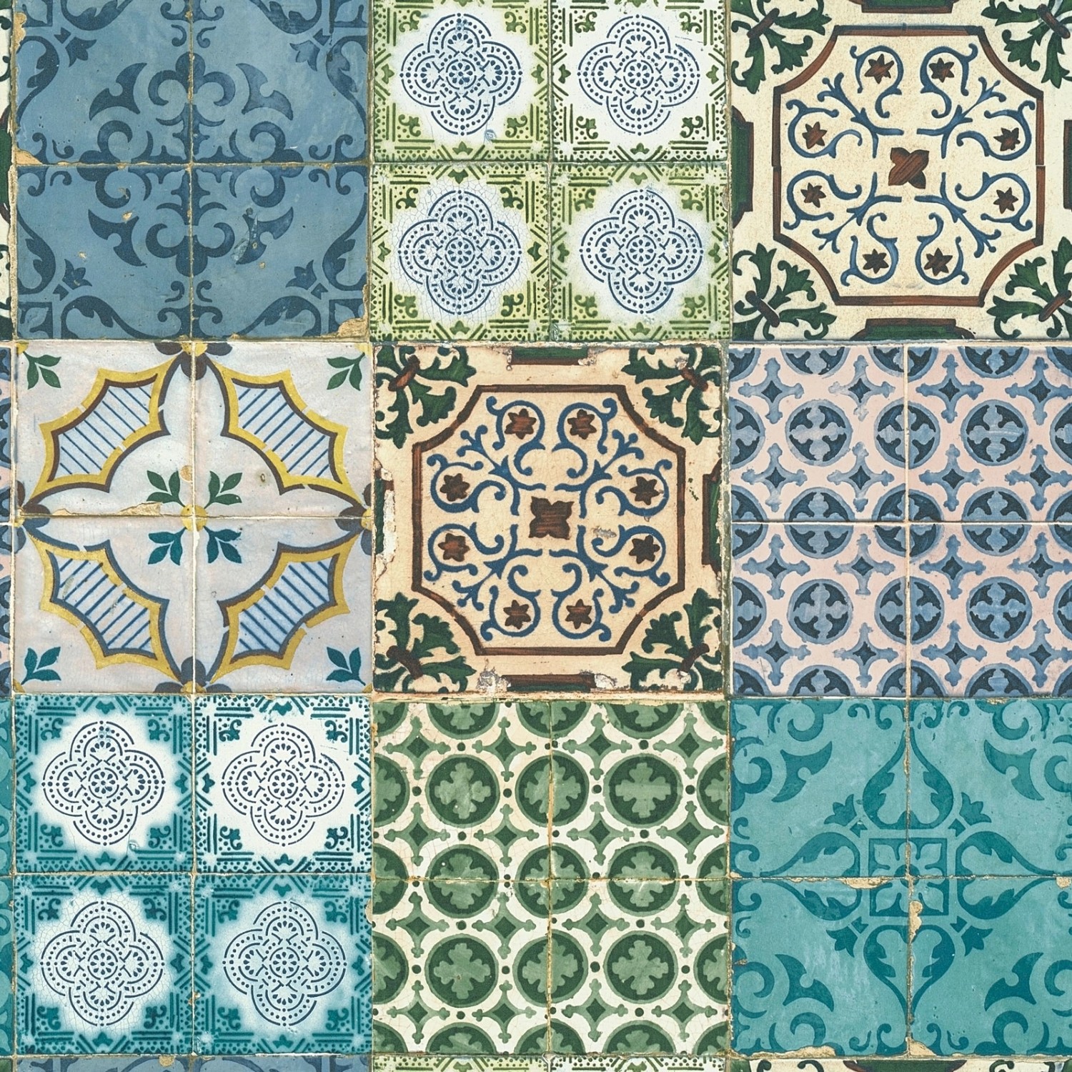 Bricoflor Türkise Tapete in Fliesenoptik Orientalische Mosaik Tapete Ideal günstig online kaufen