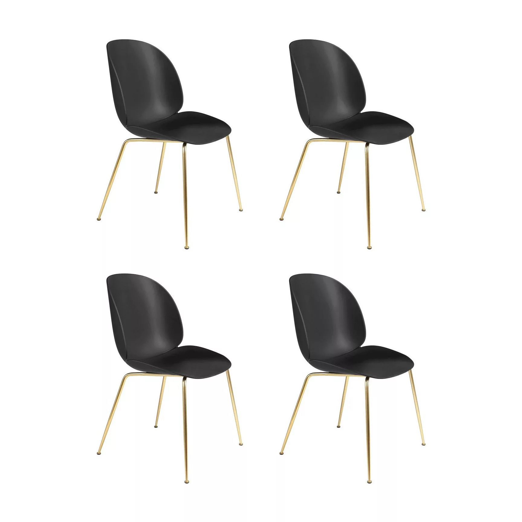 Gubi - Beetle Dining Chair Stuhl Gestell Messing 4er Set - schwarz/Sitz Pol günstig online kaufen