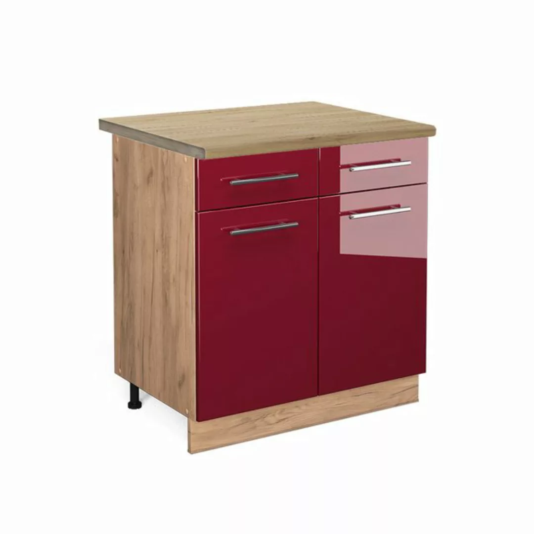 Vicco Unterschrank Fame-Line, Bordeaux Hochglanz/Goldkraft Eiche, 80 cm, AP günstig online kaufen