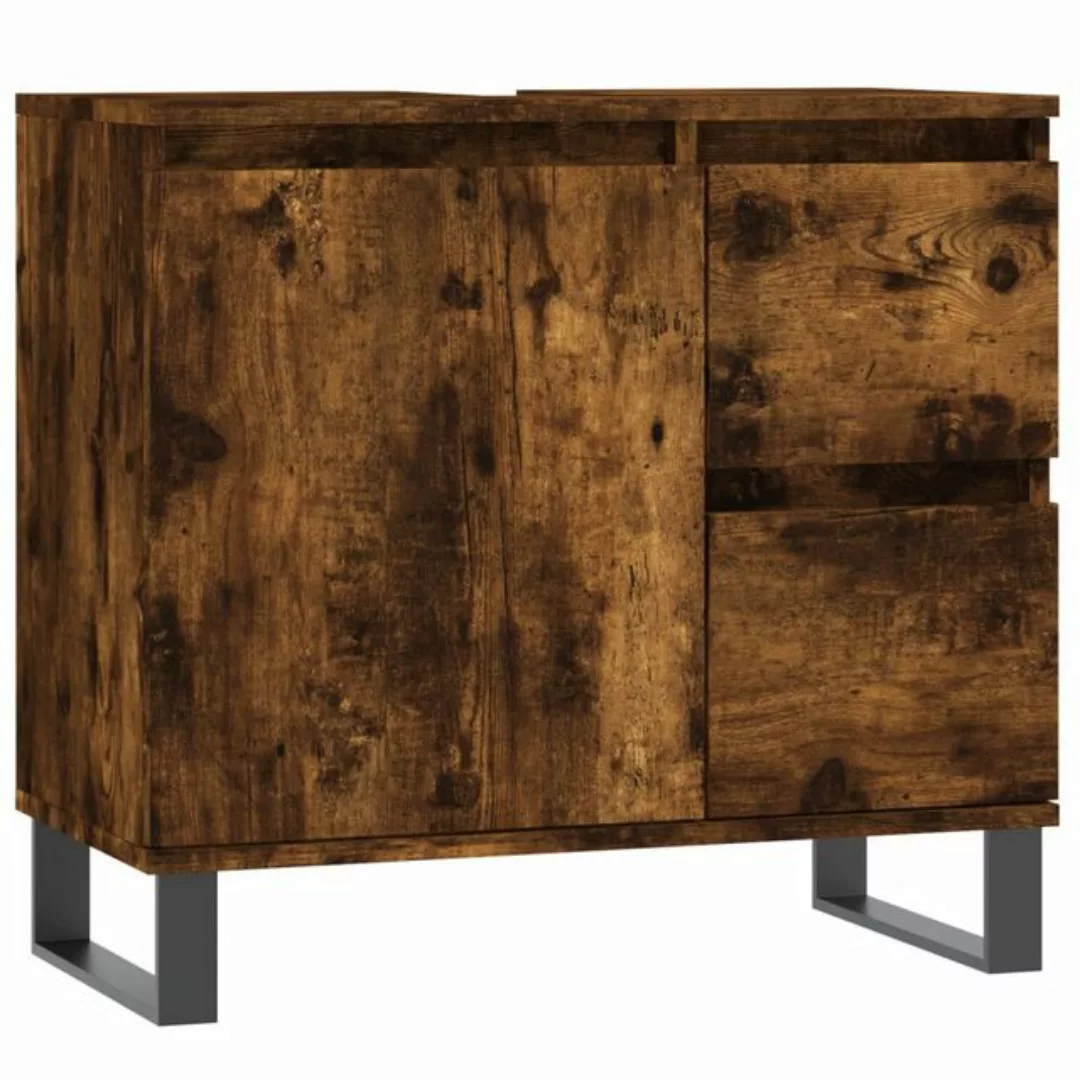 vidaXL Waschbeckenunterschrank Badschrank Räuchereiche 65x33x60 cm Holzwerk günstig online kaufen