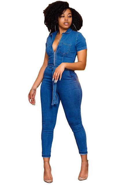 CHENIN 7/8-Overall Sexy Mode Denim Jumpsuit Lässige Jumpsuit-Hose, Jeans günstig online kaufen